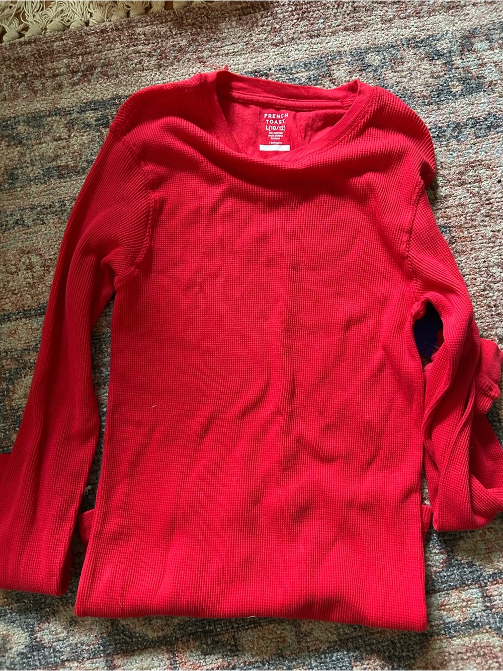 French Toast Red Cotton Crewneck Long Sleeve Top